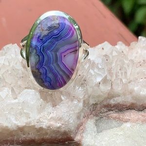 BOUTIQUE LAGUNA LACE AGATE 925 SILVER RING, SZ 6.5